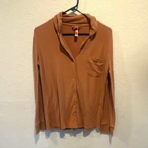 camel-colored ribbed modal long-sleeve pajama top from SKIMS XS